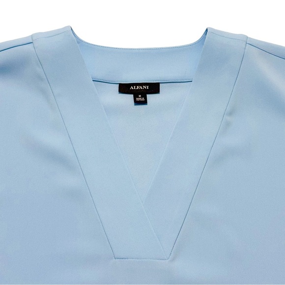 Alfani Blue Infinity Sleeveless V-Neck Blouse Top Medium NWT Office Workwear - Picture 3 of 12